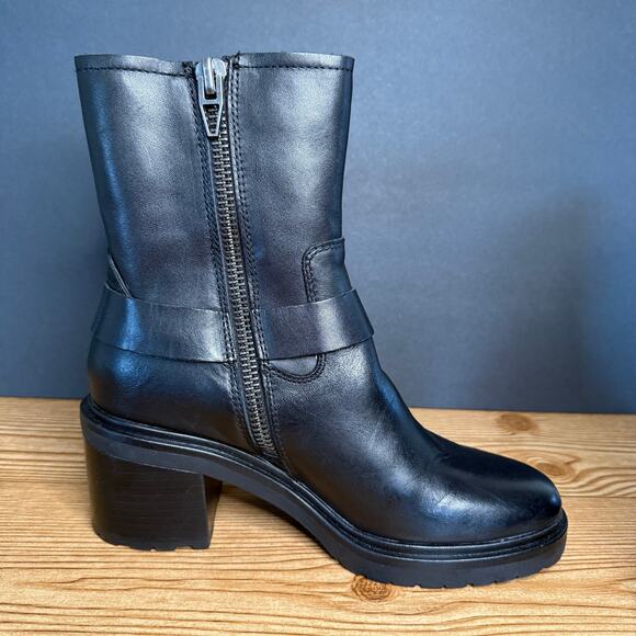 Dolce Vita Black Silver Lug Sole Horse Bit Leather Camros Harness Boot Women 7.5 - Picture 8 of 13